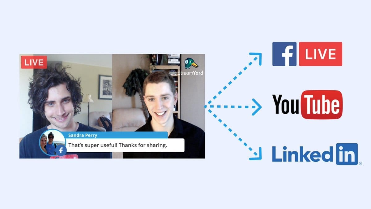 StreamYard como fazer live no youtube facebook linkedin periscope twitch